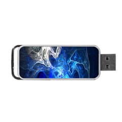 Ghost Fractal Texture Skull Ghostly White Blue Light Abstract Portable Usb Flash (two Sides) by Simbadda