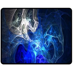 Ghost Fractal Texture Skull Ghostly White Blue Light Abstract Double Sided Fleece Blanket (medium)  by Simbadda