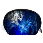 Ghost Fractal Texture Skull Ghostly White Blue Light Abstract Accessory Pouches (Large)  Front