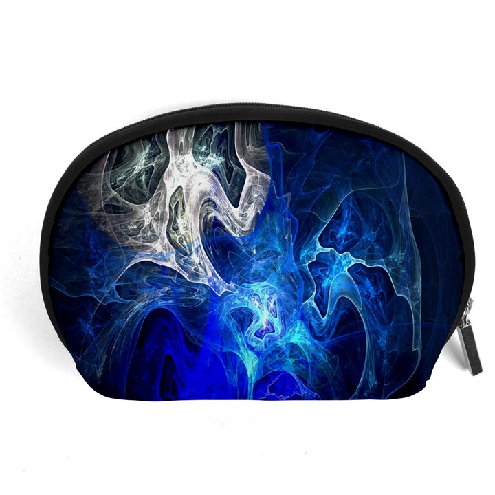 Ghost Fractal Texture Skull Ghostly White Blue Light Abstract Accessory Pouches (Large) 