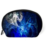 Ghost Fractal Texture Skull Ghostly White Blue Light Abstract Accessory Pouches (Large)  Back