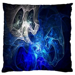 Ghost Fractal Texture Skull Ghostly White Blue Light Abstract Large Flano Cushion Case (one Side) by Simbadda