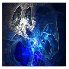 Ghost Fractal Texture Skull Ghostly White Blue Light Abstract Large Satin Scarf (square) by Simbadda