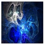 Ghost Fractal Texture Skull Ghostly White Blue Light Abstract Large Satin Scarf (Square) Front