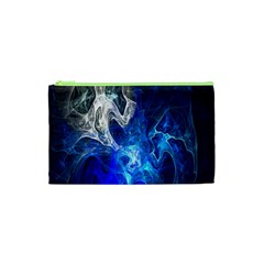 Ghost Fractal Texture Skull Ghostly White Blue Light Abstract Cosmetic Bag (xs) by Simbadda