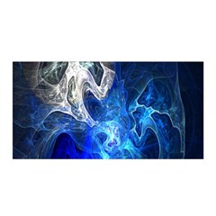 Ghost Fractal Texture Skull Ghostly White Blue Light Abstract Satin Wrap by Simbadda