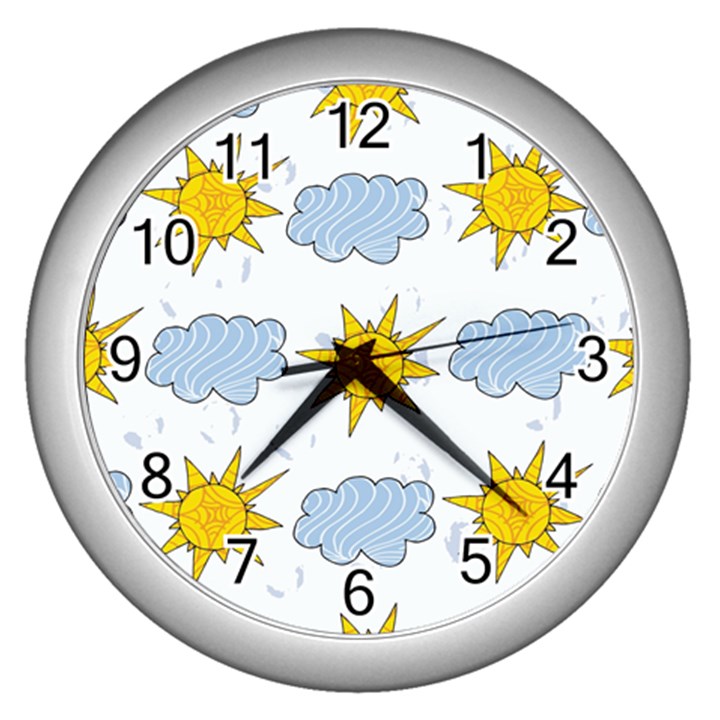 Sunshine Tech White Wall Clocks (Silver) 