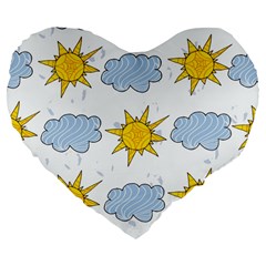 Sunshine Tech White Large 19  Premium Flano Heart Shape Cushions by Simbadda