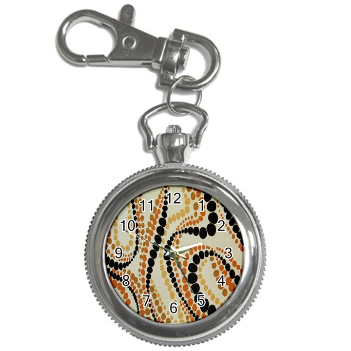 Polka Dot Texture Fabric 70s Orange Swirl Cloth Pattern Key Chain Watches