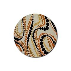 Polka Dot Texture Fabric 70s Orange Swirl Cloth Pattern Rubber Coaster (round)  by Simbadda