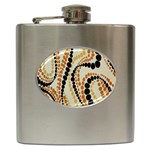 Polka Dot Texture Fabric 70s Orange Swirl Cloth Pattern Hip Flask (6 oz) Front