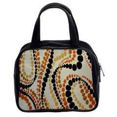 Polka Dot Texture Fabric 70s Orange Swirl Cloth Pattern Classic Handbags (2 Sides) by Simbadda