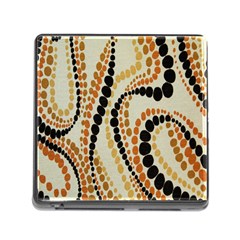 Polka Dot Texture Fabric 70s Orange Swirl Cloth Pattern Memory Card Reader (square) by Simbadda