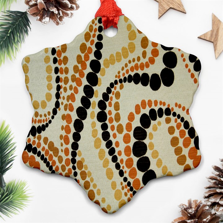 Polka Dot Texture Fabric 70s Orange Swirl Cloth Pattern Ornament (Snowflake)