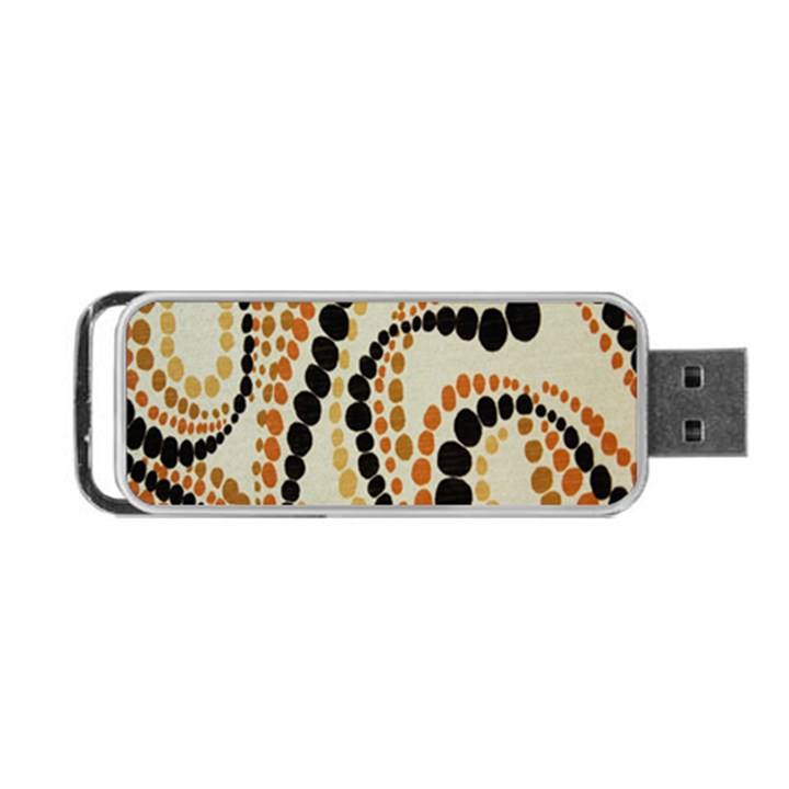 Polka Dot Texture Fabric 70s Orange Swirl Cloth Pattern Portable USB Flash (One Side)