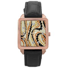 Polka Dot Texture Fabric 70s Orange Swirl Cloth Pattern Rose Gold Leather Watch  by Simbadda