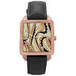 Polka Dot Texture Fabric 70s Orange Swirl Cloth Pattern Rose Gold Leather Watch  Front