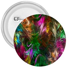 Fractal Texture Abstract Messy Light Color Swirl Bright 3  Buttons by Simbadda