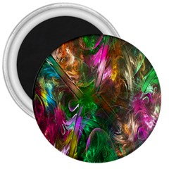 Fractal Texture Abstract Messy Light Color Swirl Bright 3  Magnets by Simbadda