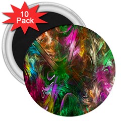 Fractal Texture Abstract Messy Light Color Swirl Bright 3  Magnets (10 Pack)  by Simbadda