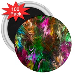 Fractal Texture Abstract Messy Light Color Swirl Bright 3  Magnets (100 Pack) by Simbadda