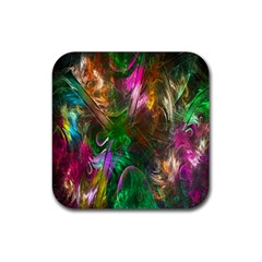 Fractal Texture Abstract Messy Light Color Swirl Bright Rubber Coaster (square)  by Simbadda