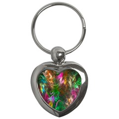 Fractal Texture Abstract Messy Light Color Swirl Bright Key Chains (heart)  by Simbadda