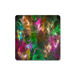 Fractal Texture Abstract Messy Light Color Swirl Bright Square Magnet by Simbadda