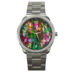 Fractal Texture Abstract Messy Light Color Swirl Bright Sport Metal Watch