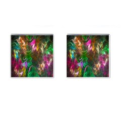 Fractal Texture Abstract Messy Light Color Swirl Bright Cufflinks (square) by Simbadda