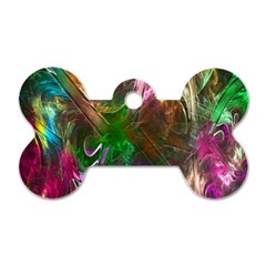 Fractal Texture Abstract Messy Light Color Swirl Bright Dog Tag Bone (two Sides)