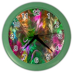 Fractal Texture Abstract Messy Light Color Swirl Bright Color Wall Clocks by Simbadda