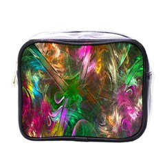 Fractal Texture Abstract Messy Light Color Swirl Bright Mini Toiletries Bags by Simbadda