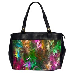 Fractal Texture Abstract Messy Light Color Swirl Bright Office Handbags (2 Sides)  by Simbadda