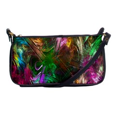 Fractal Texture Abstract Messy Light Color Swirl Bright Shoulder Clutch Bags by Simbadda