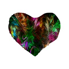 Fractal Texture Abstract Messy Light Color Swirl Bright Standard 16  Premium Heart Shape Cushions by Simbadda