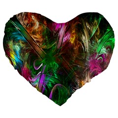 Fractal Texture Abstract Messy Light Color Swirl Bright Large 19  Premium Heart Shape Cushions by Simbadda