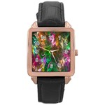 Fractal Texture Abstract Messy Light Color Swirl Bright Rose Gold Leather Watch  Front