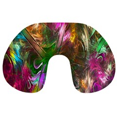 Fractal Texture Abstract Messy Light Color Swirl Bright Travel Neck Pillows by Simbadda