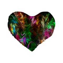 Fractal Texture Abstract Messy Light Color Swirl Bright Standard 16  Premium Flano Heart Shape Cushions by Simbadda