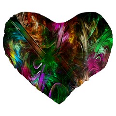 Fractal Texture Abstract Messy Light Color Swirl Bright Large 19  Premium Flano Heart Shape Cushions by Simbadda