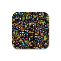 Many Funny Animals Rubber Square Coaster (4 pack) 