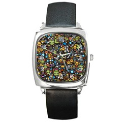 Many Funny Animals Square Metal Watch