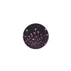 Pink Hearts On Black Background 1  Mini Magnets