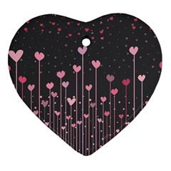 Pink Hearts On Black Background Ornament (heart)