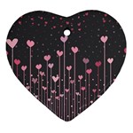 Pink Hearts On Black Background Ornament (Heart) Front