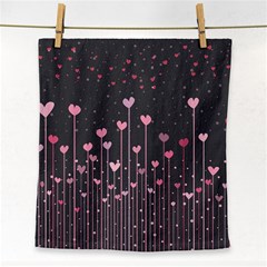 Pink Hearts On Black Background Face Towel