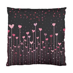 Pink Hearts On Black Background Standard Cushion Case (Two Sides)