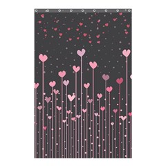 Pink Hearts On Black Background Shower Curtain 48  x 72  (Small) 