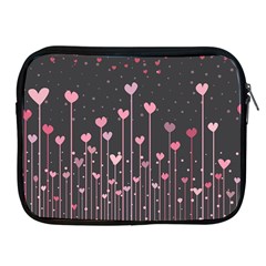 Pink Hearts On Black Background Apple iPad 2/3/4 Zipper Cases